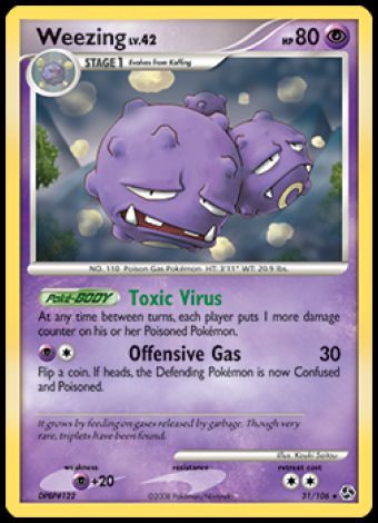 Weezing Pokédex 0110 & Card List with Images - Coded Yellow