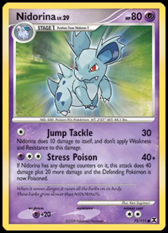 Nidorina Pokédex 0030 & Card List with Images - Coded Yellow