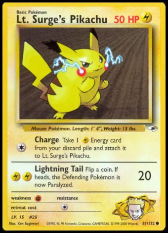 81/132 Lt Surge's Pikachu